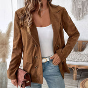 Chloé Beaumont | Luksuriøs fløjlsblazer med dobbeltradet finish