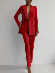 Rosalie Ashenberg | Elegante Outfit-Sæt i Rødt med Dobbeltknappet Blazer