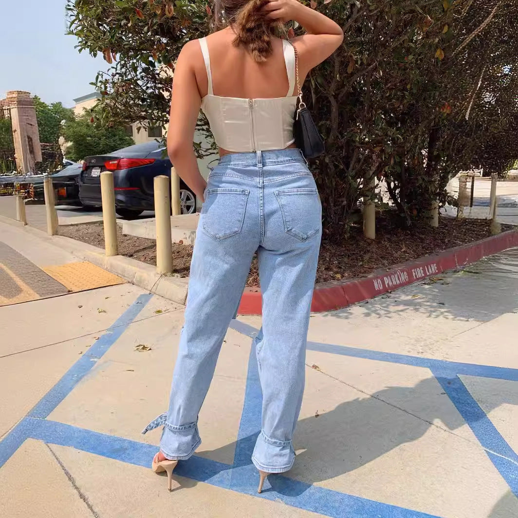 Zoe Harrington | Ripped mom jeans i lyseblå denim til kvinder