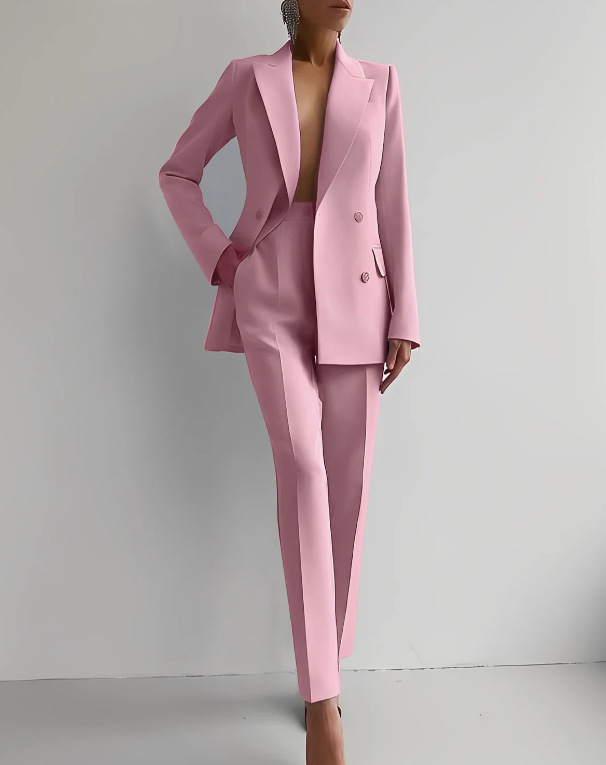 Rosalie Ashenberg | Elegante Outfit-Sæt i Rødt med Dobbeltknappet Blazer