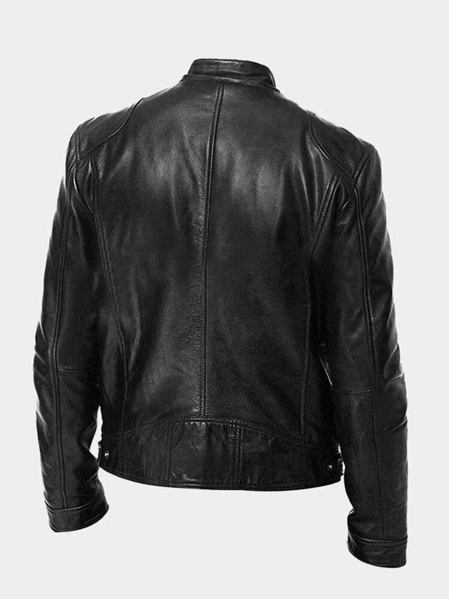 Casper Mogensen | Bikerjakke i Læderlook med Quiltede Detaljer til Herre