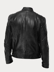 Casper Mogensen | Bikerjakke i Læderlook med Quiltede Detaljer til Herre