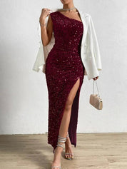 Valentina Moreau | Paillet Maxi Kjole med Glamourøst Statement