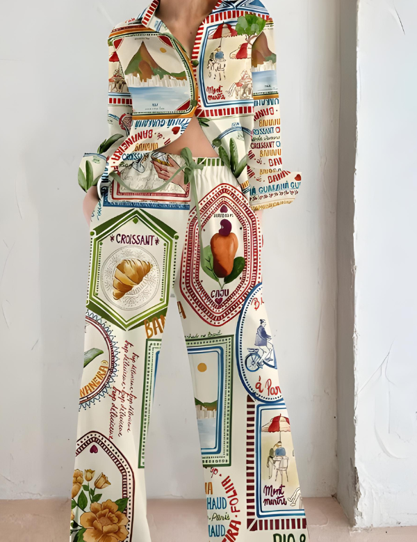 Francesca Bellamy | Strand-Kimono-Sæt i hvid med tropiske prints