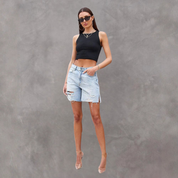 Iris Moretti | Distressed Denim Shorts med Sideslidser