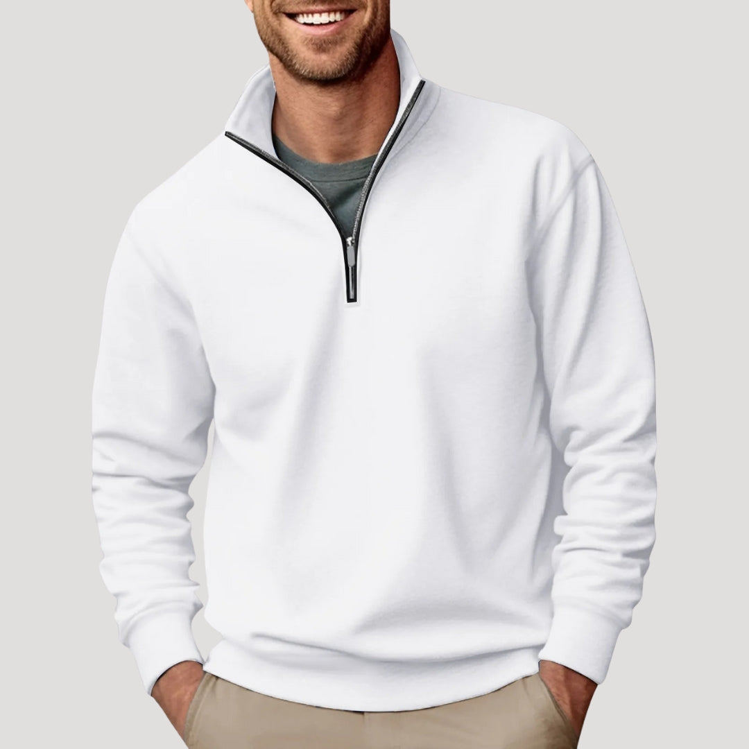 Rune Skjold | Pullover mit Viertelreißverschluss und hohem Stehkragen