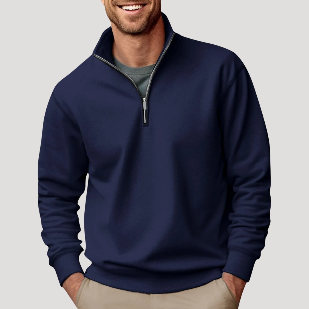 Rune Skjold | Pullover mit Viertelreißverschluss und hohem Stehkragen