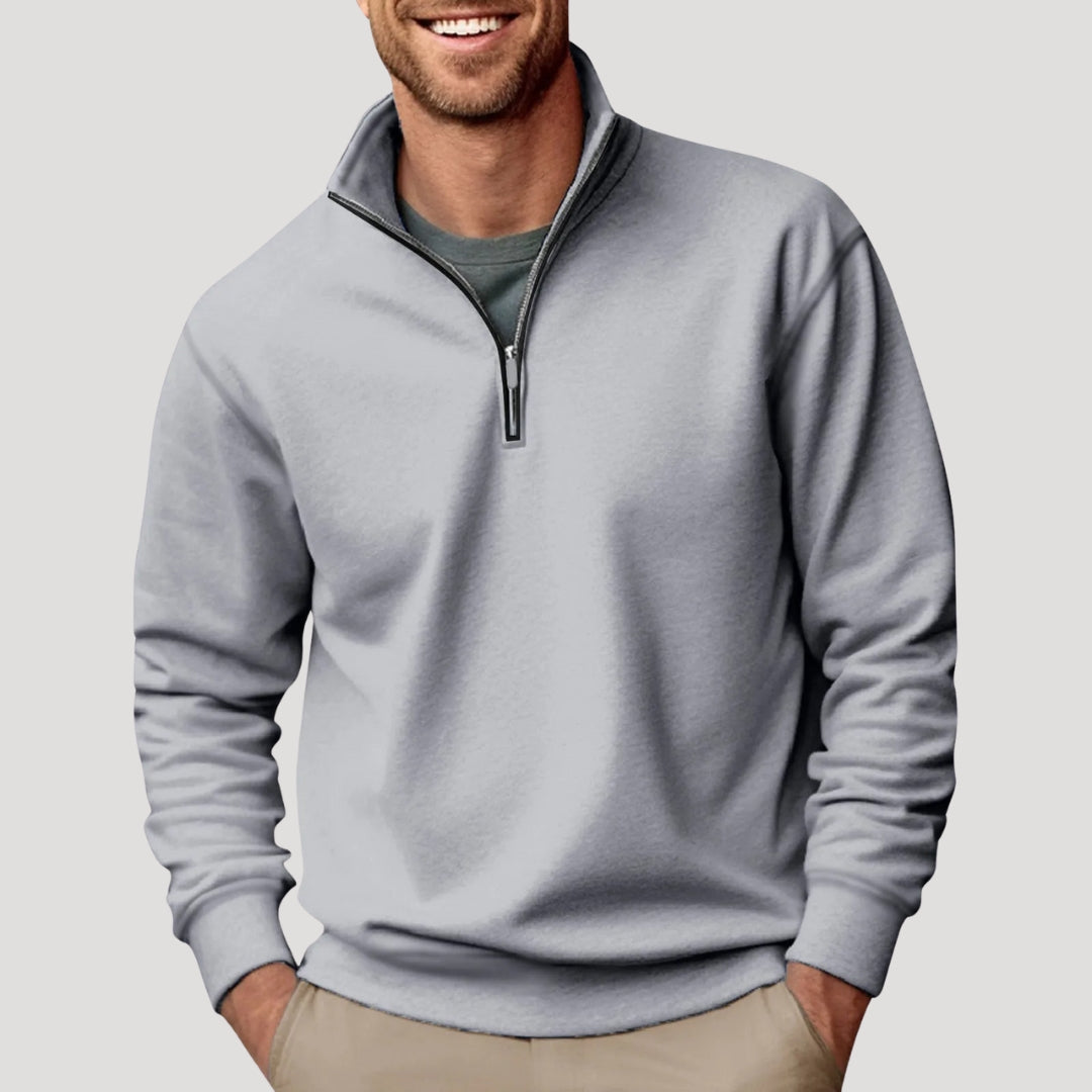 Rune Skjold | Pullover mit Viertelreißverschluss und hohem Stehkragen