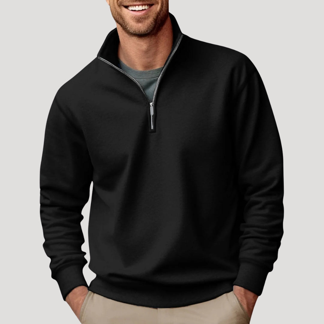 Rune Skjold | Pullover mit Viertelreißverschluss und hohem Stehkragen