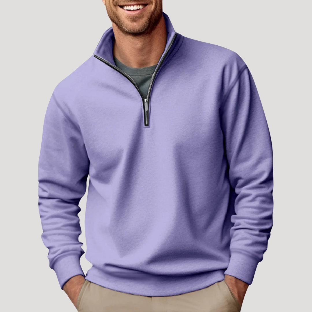 Rune Skjold | Pullover mit Viertelreißverschluss und hohem Stehkragen
