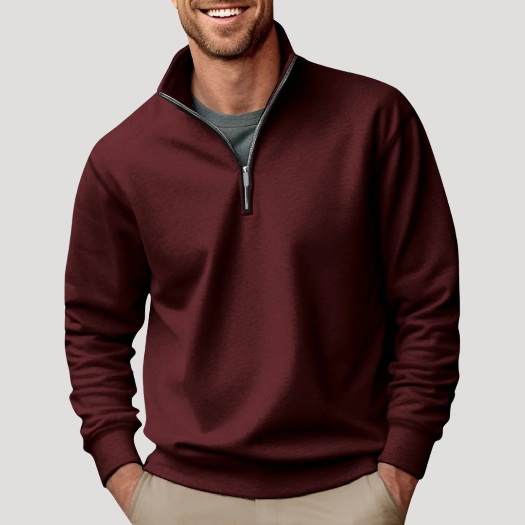 Rune Skjold | Pullover mit Viertelreißverschluss und hohem Stehkragen