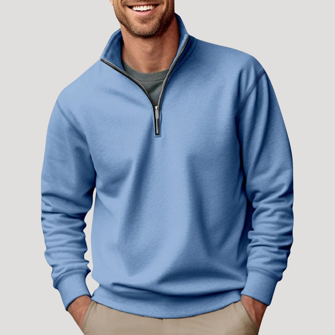 Rune Skjold | Pullover mit Viertelreißverschluss und hohem Stehkragen
