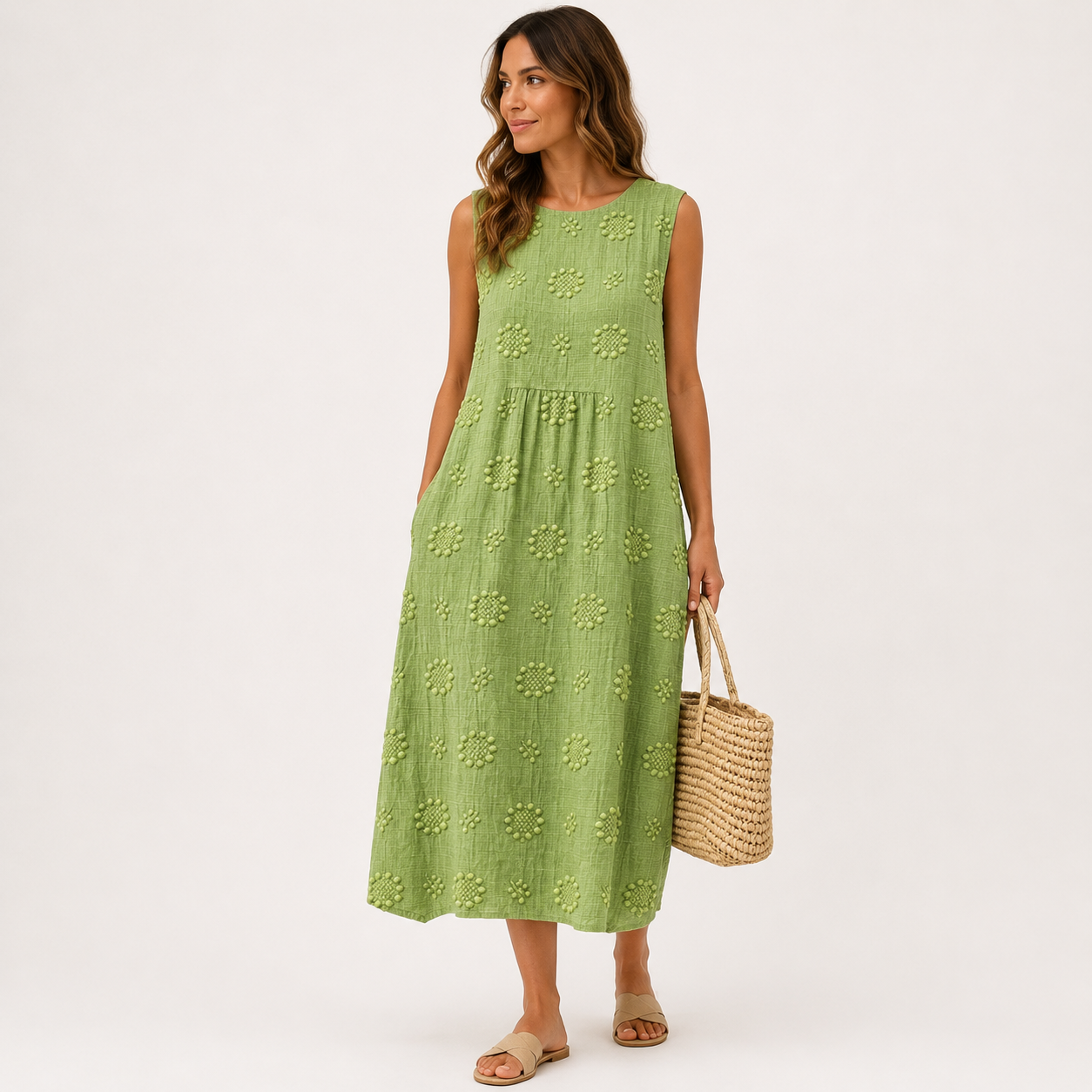 Rikke Larsen | Ärmelloses, geblümtes Midikleid für Damen den Sommer