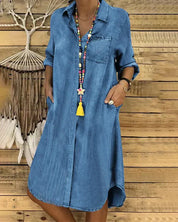 Sienna Rossi | Midi denim skjortekjole med tidløst snit