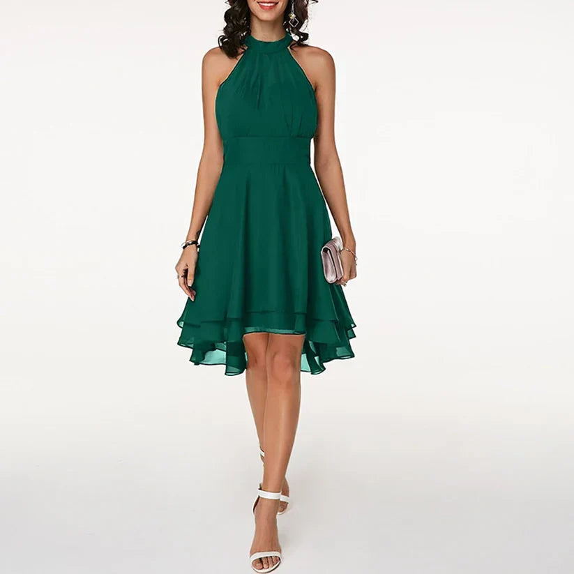 Evangeline Rosewood | Midi-festkjole med asymmetrisk flare