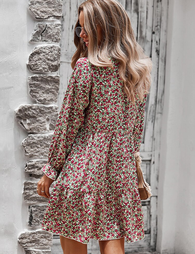 Aurélie Dubois | Maxi-boheme kjole med blomsterprint og lange ærmer