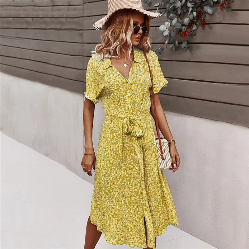 Camille Dupont | Maxi-sommerkjole med blomsterprint og knapdetaljer