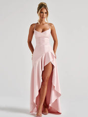 Vivienne Laurent | Maxisatinkjole med elegant slids til kvinder