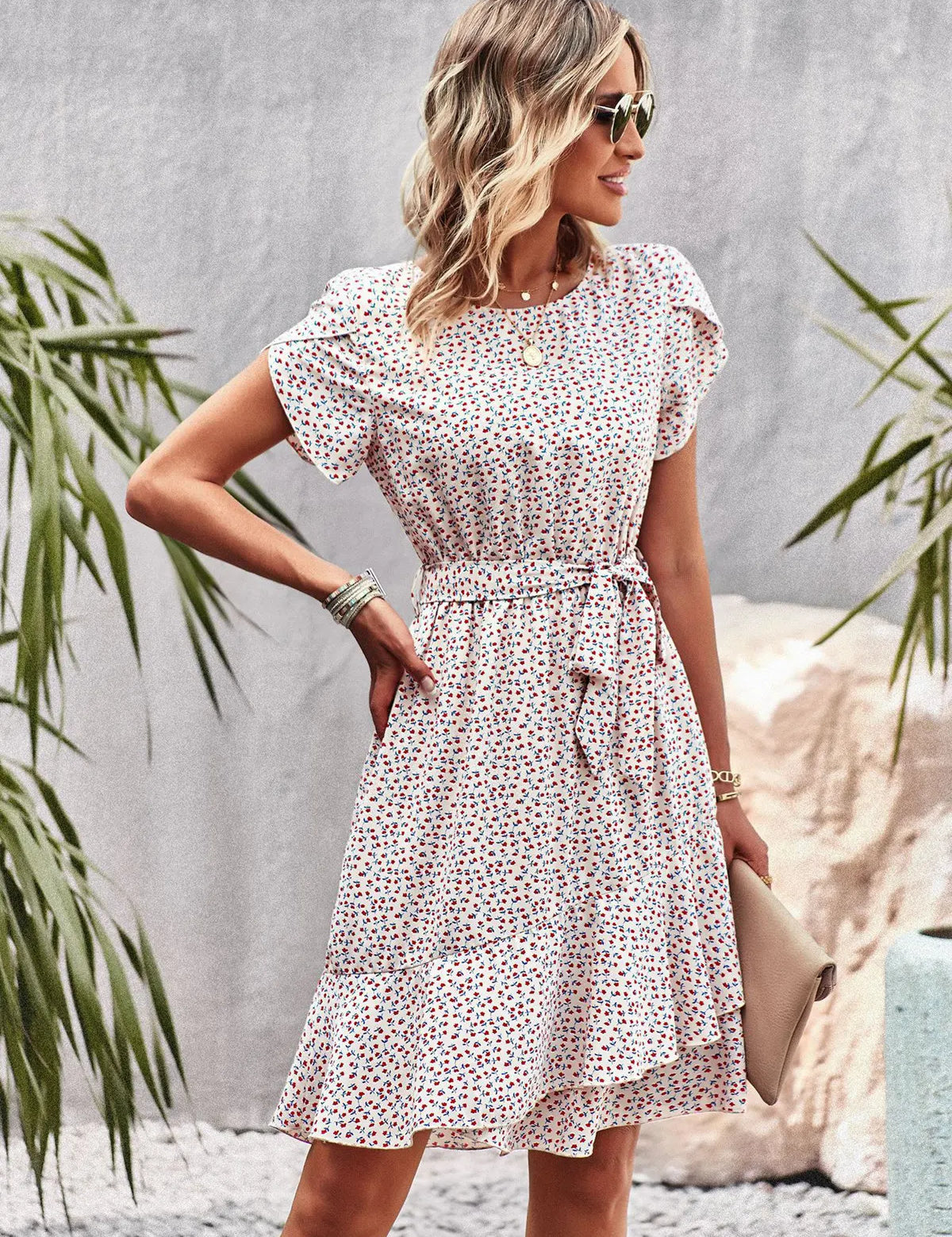 Clara Beaumont | Midi-sommerkjole med småblomstret print
