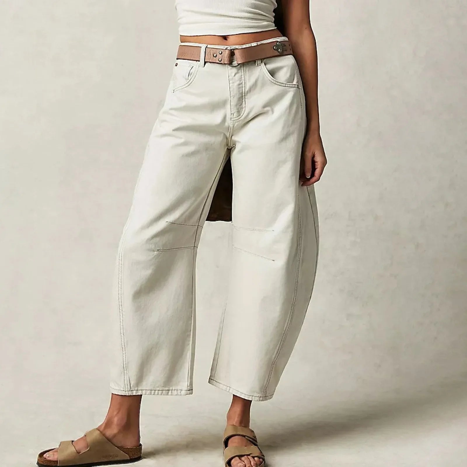 Stella Harrington | Wide-Leg Jeans med høj talje og rippet detalje