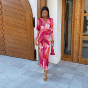 Alessia Carmelo | Maxi-kjole i vibrant pink med blomsterprint