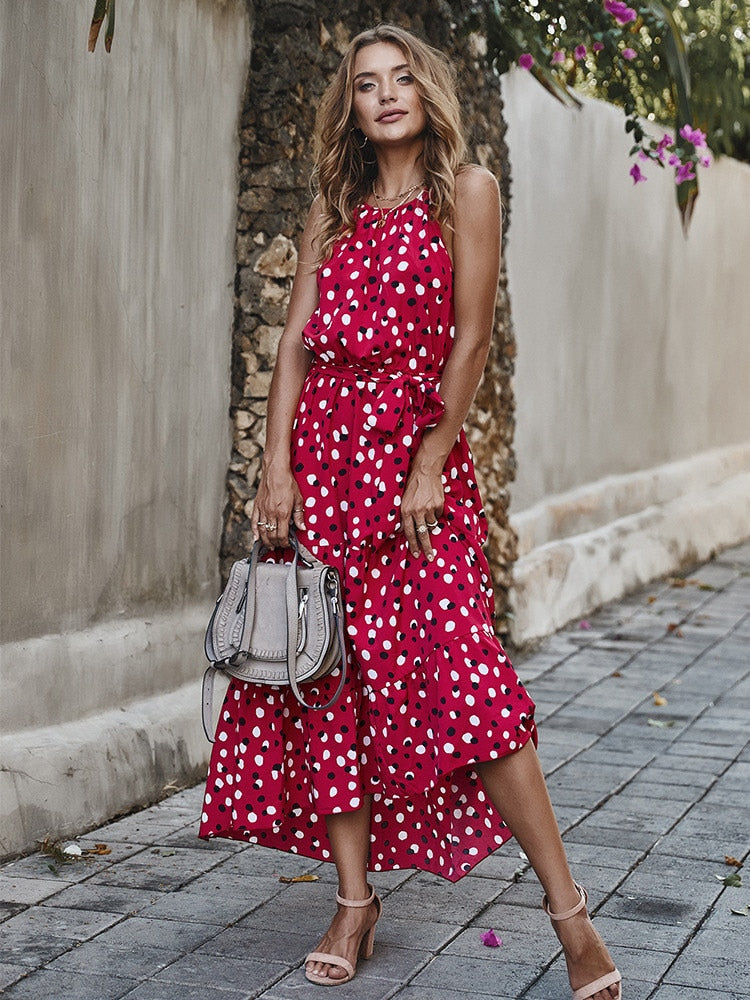 Giulia Romano | Maxi-sommerkjole med halterneck og prikket design