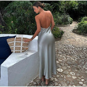 Sienna Moreau | Maxi elegant kjole med satinbælte
