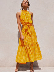 Solea Marini | Maxi-sommerkjole med solgult prikdesign