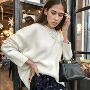 Francine Ashworth | Klassisk Crewneck Striktrøje i Cremehvid