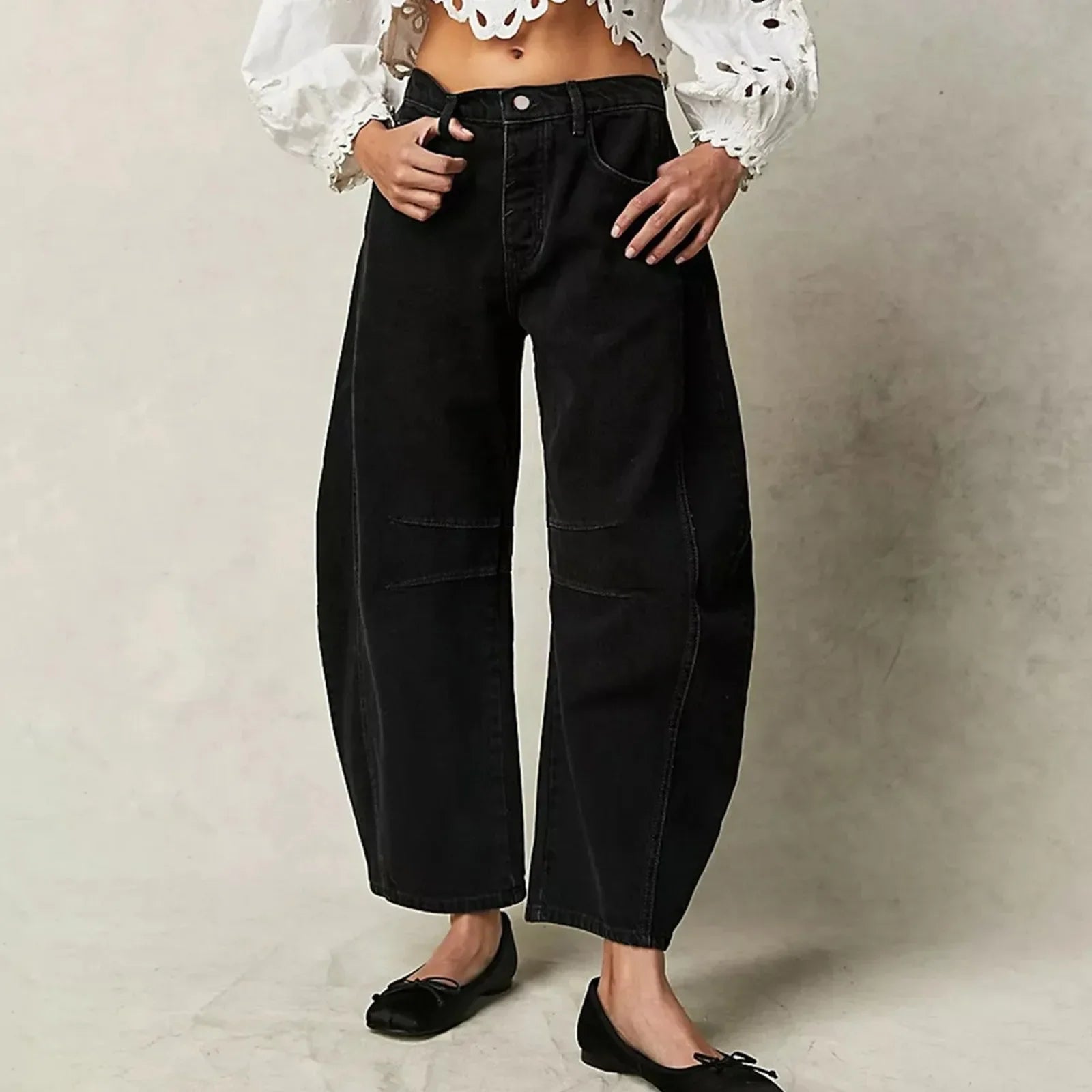 Stella Harrington | Wide-Leg Jeans med høj talje og rippet detalje