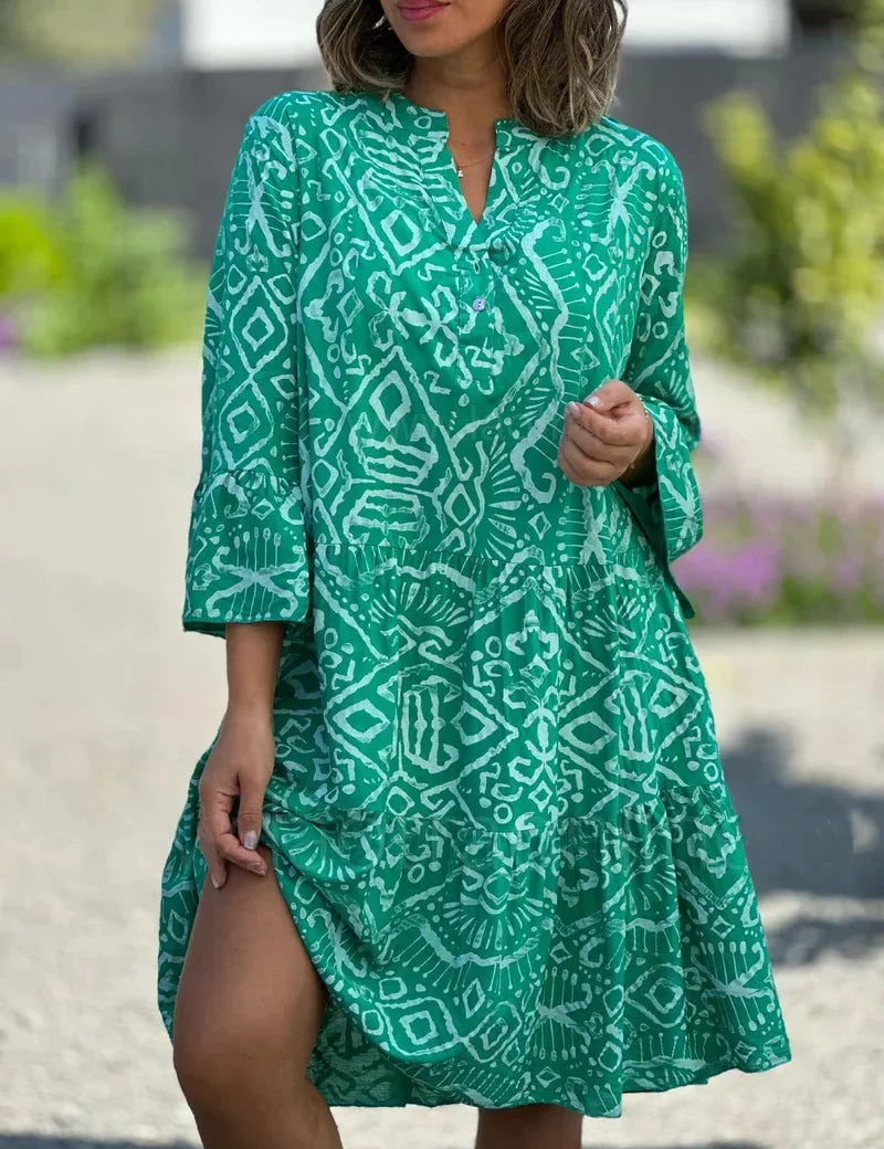 Venetia Carlisle | Midi-kjole med bohemisk print til kvinder