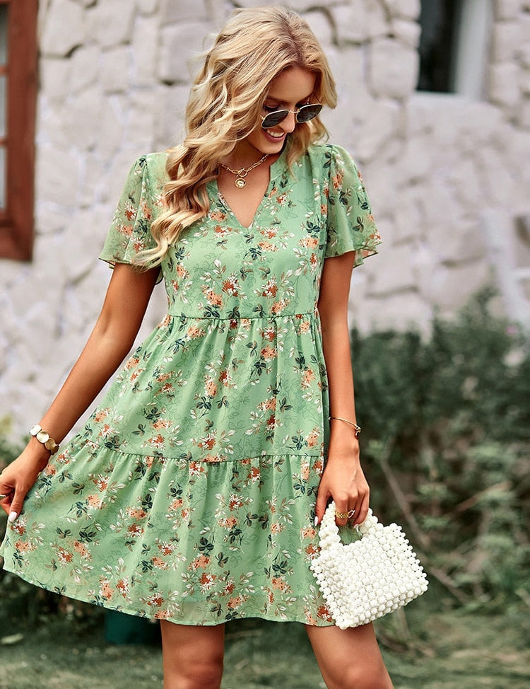 Amélie Fontaine | Mini-sommerkjole med romantisk blomsterprint