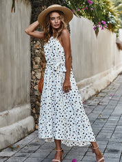 Giulia Romano | Maxi-sommerkjole med halterneck og prikket design