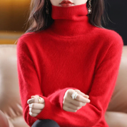 Luciana Bergstrom | Rullekrave Sweater i Rødt til Kvinder