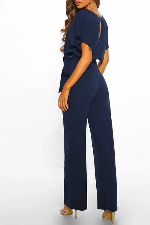 Evelyn Rosetti | Elegant Bindebælte Jumpsuit med løs top og brede ben