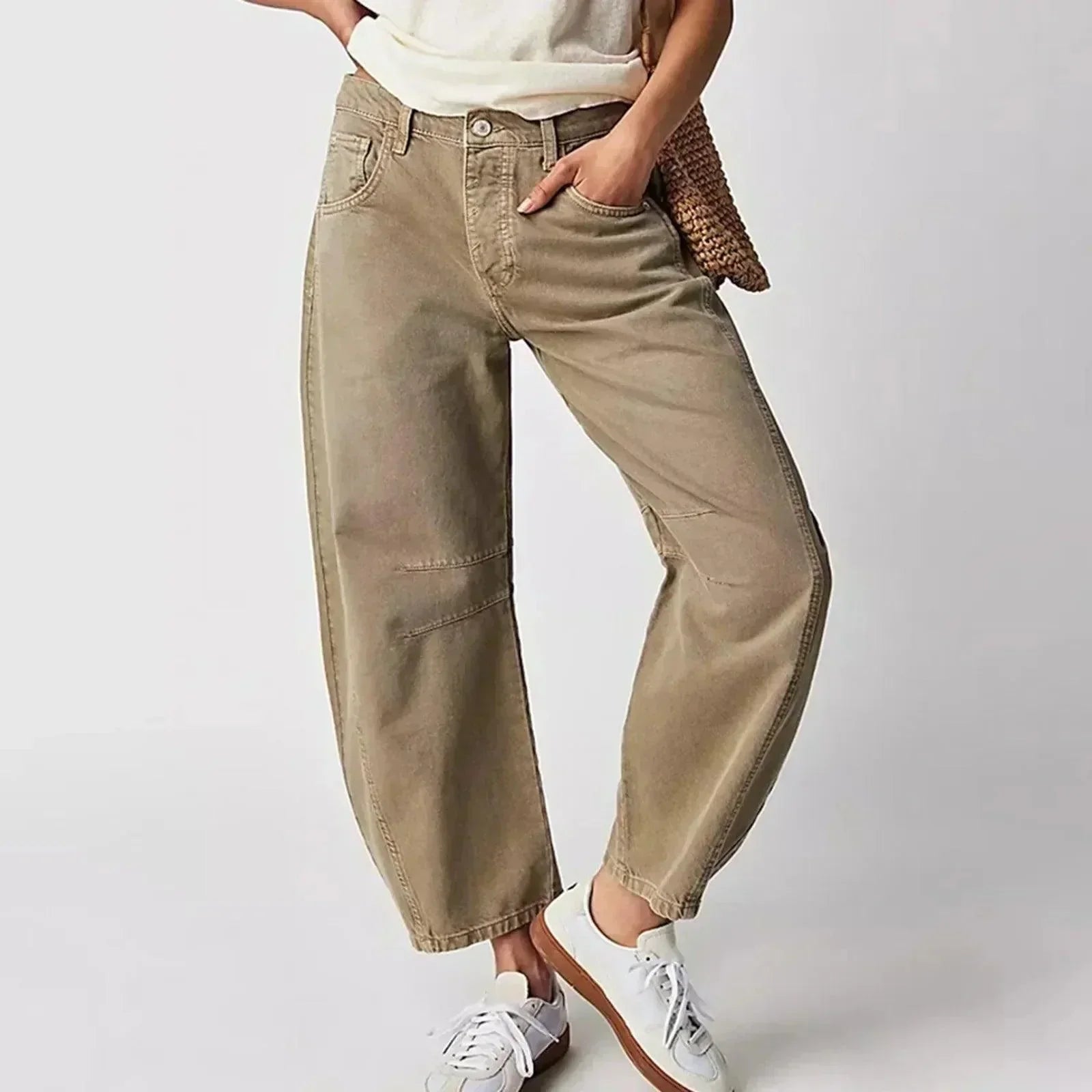 Nora Castelluccio | Højtaljede Mom-Jeans i Beige