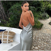 Sienna Moreau | Maxi elegant kjole med satinbælte
