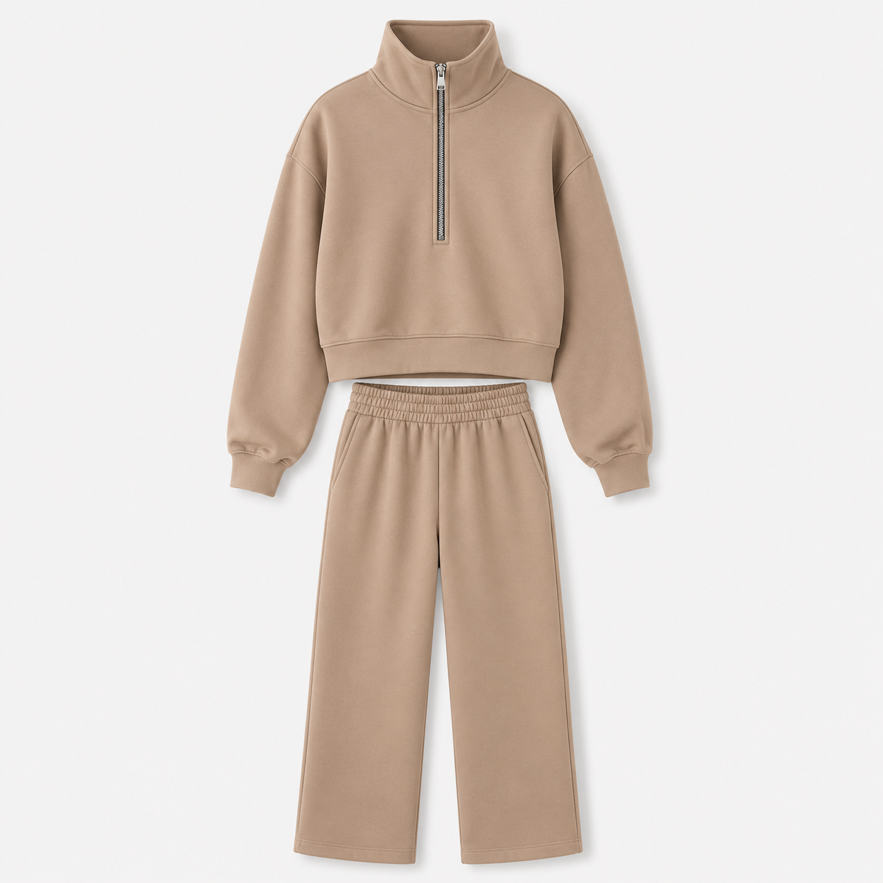 Sanne Lindholm | Beige zip-up tracksuit with cropped top