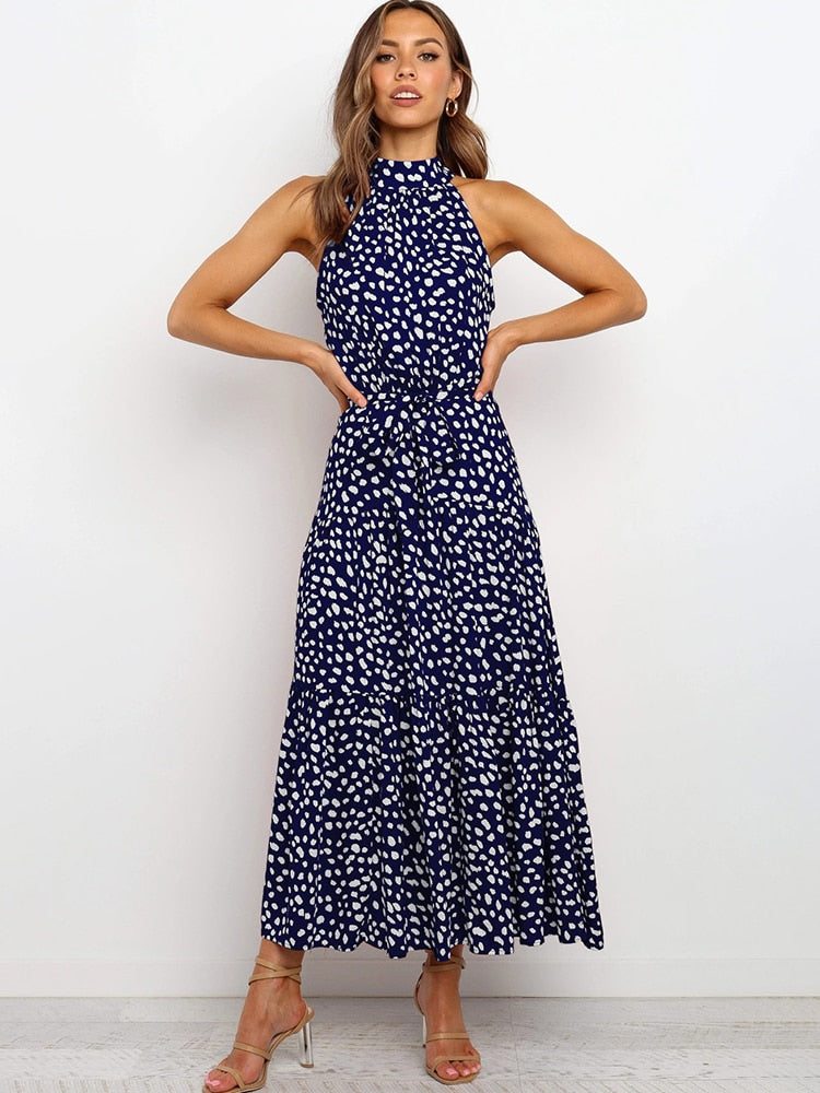 Valentina Rossi | Maxi-sommerkjole med halterneck og moderne print