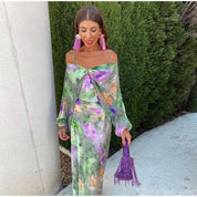 Vivienne Larosé | Maxi-kjole med halo-dye print og aftagelig sjal-detalje
