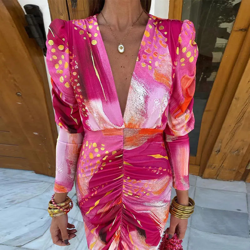 Alessia Carmelo | Maxi-kjole i vibrant pink med blomsterprint