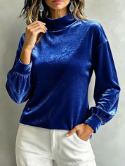 Anne Kirkeby | Black Velour High-Neck Blouse