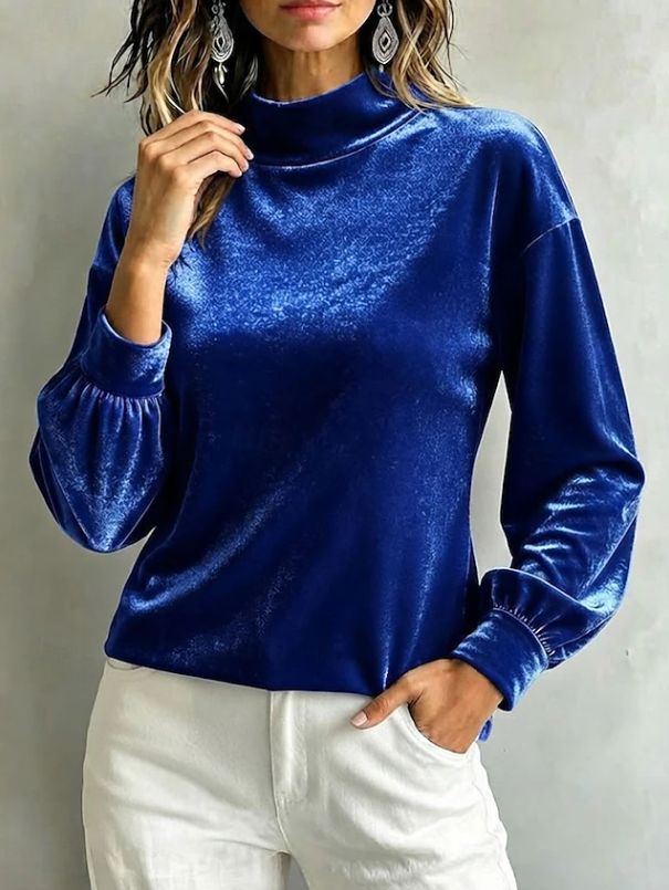 Anne Kirkeby | Black Velour High-Neck Blouse