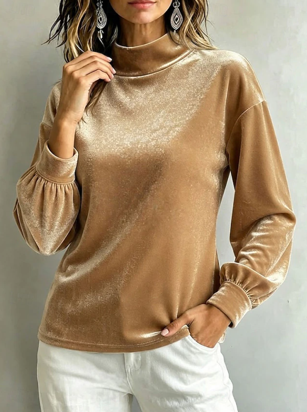 Anne Kirkeby | Black Velour High-Neck Blouse