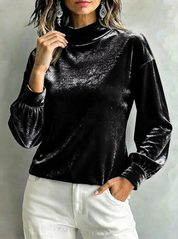 Anne Kirkeby | Black Velour High-Neck Blouse