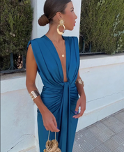 Valentina Russo | Midi-kjole i dyb orange med plisseret snit