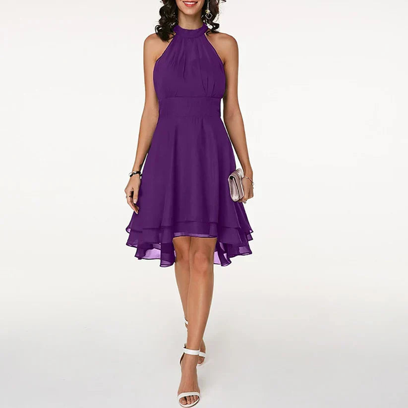 Evangeline Rosewood | Midi-festkjole med asymmetrisk flare