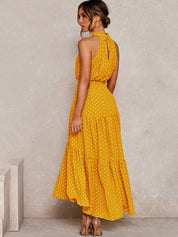 Solea Marini | Maxi-sommerkjole med solgult prikdesign