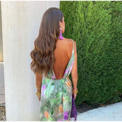 Vivienne Larosé | Maxi-kjole med halo-dye print og aftagelig sjal-detalje
