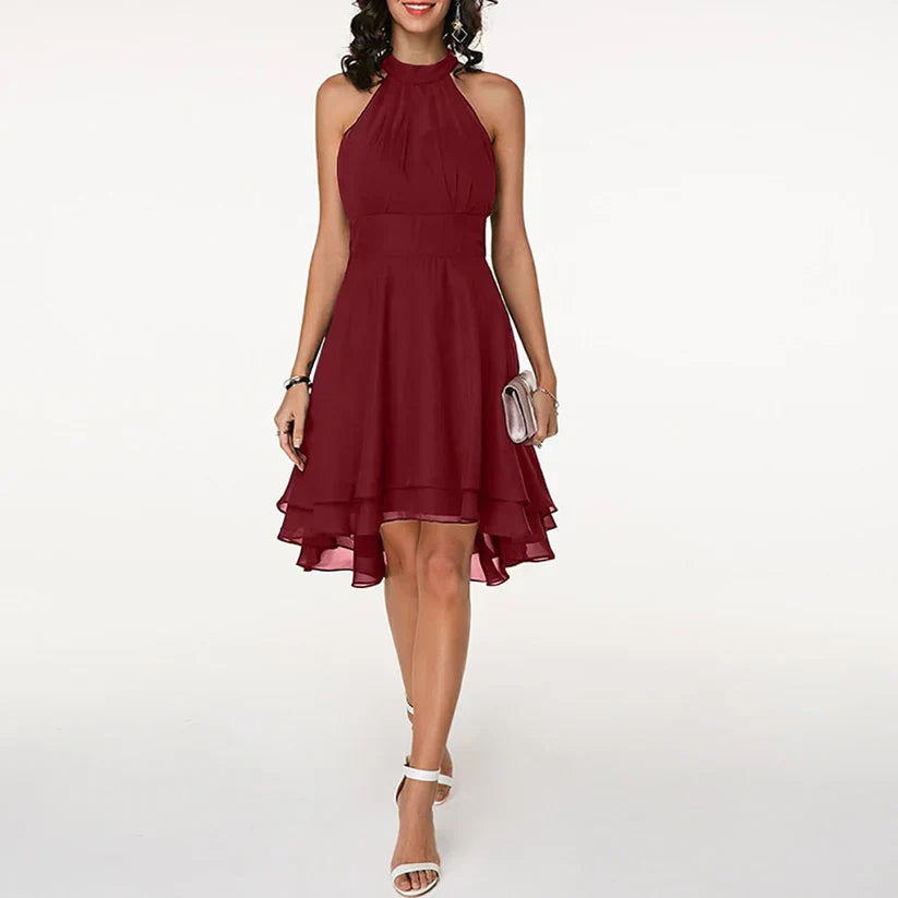 Evangeline Rosewood | Midi-festkjole med asymmetrisk flare